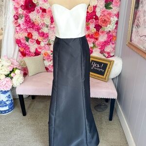 Alfred Sung #728 | Black and Ivory Dress